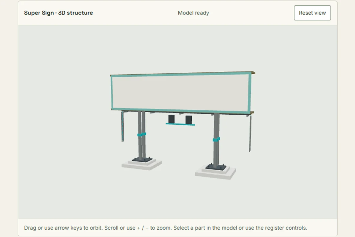 Billboard demo asset passport with sample condition and inspection information.